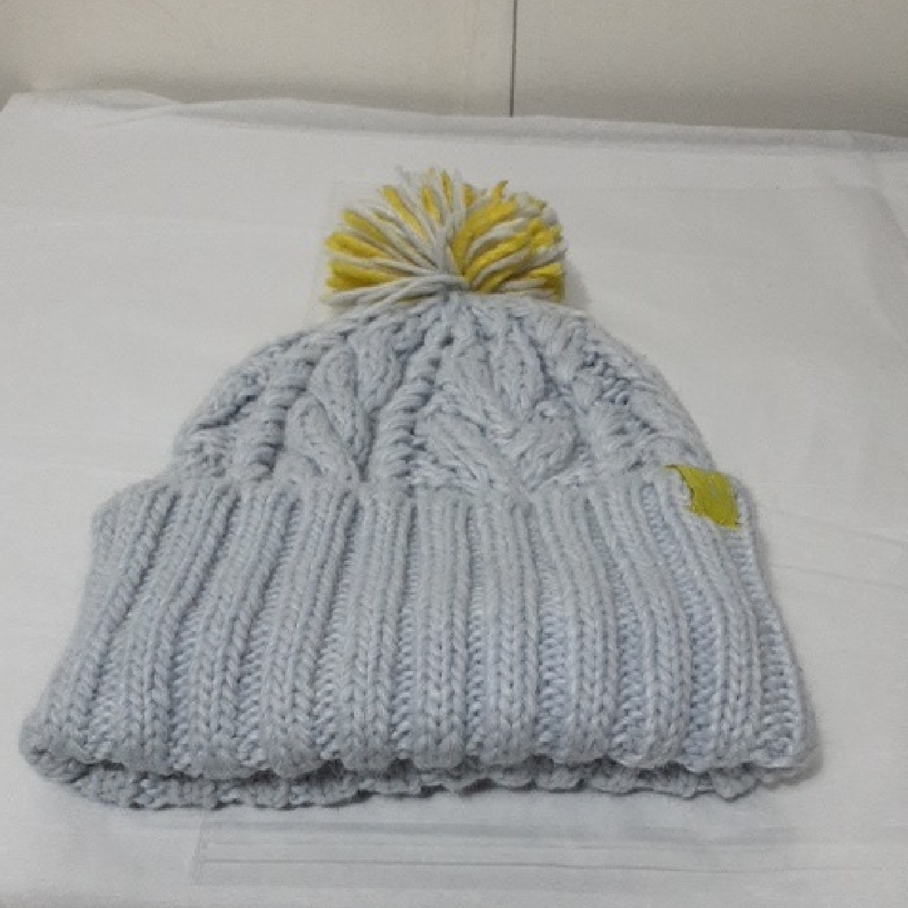 OAKLEY Cozy Knit‎ Beanie with Pom Pom - Gray and Yellow